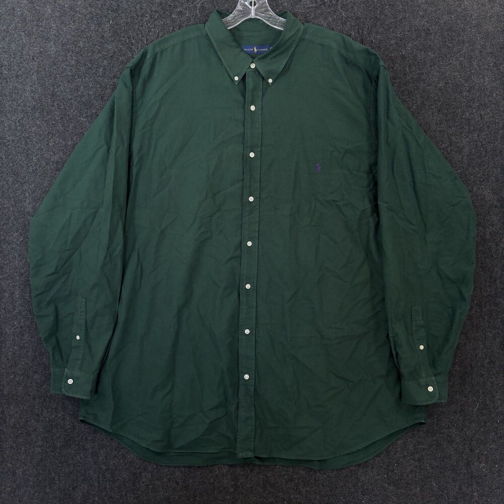 Ralph Lauren Shirt Men's Big 3XLT Green Cotton Button Down Pony Logo Preppy